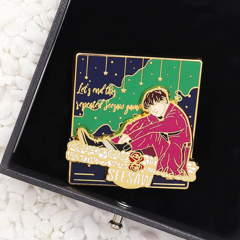 KPOP Bangtan-boys Pin Brooches Let's end this sepeated seesaw game Pins Moving Combination Brooch Enamel Pin Jewelry Gift ► Photo 1/6