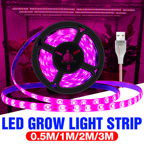 LED Grow Lamp USB LED Full Spectrum Plant Grow Strip 2835 SMD 0.5m 1m 2m 3m Fitolampy Grow Lights Indoor Plant Flower Seedling ► Photo 1/6