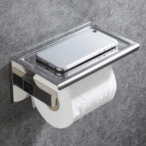 Bathroom Stainless Steel Toilet Roll Holder Wall Mount WC Paper Phone Holder Tissue Boxes Kitchen Paper Towel Holder ► Photo 1/6