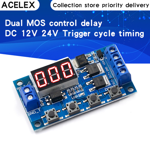 DC 12V 24V Dual MOS LED Digital Time Delay Relay Trigger Cycle Timer Delay Switch Circuit Board Timing Control Module DIY ► Photo 1/6