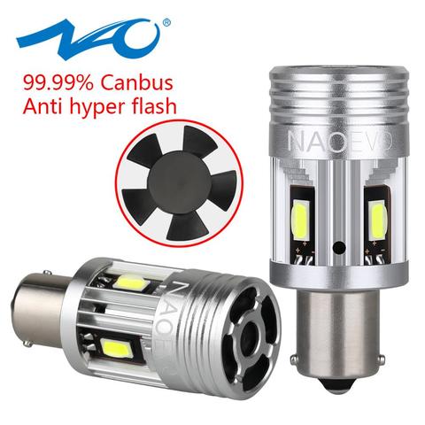 NAO P21W LED Canbus PY21W No Error 26W BA15S 1156 3000Lm BAU15S No hyper flash 12V Amber Turn Signal Lamp 7035 Chip Super Bright ► Photo 1/6