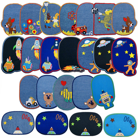 5Pcs Sewing Repair Elbow Knee Patches Iron On Patch For Clothing Jeans Stripes Stickers Embroidered Badge Children Cloth ► Photo 1/6