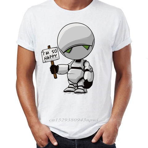 Men's T Shirt Marvin The Paranoid Android Hitchhiker's Guide To The Galaxy Funny Artsy Awesome Artwork Printed Tee ► Photo 1/6