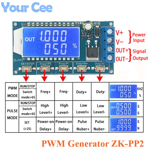 High-power PWM Generator Module Pulse Mode Dimming Speed Control Module Adjustable Cycle Delay PP2/PP2K Drive LED Motor Load ► Photo 1/6