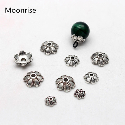 30Pcs /Pack Silver Alloy Flower Petal Bead Caps Beads Spacers For Jewelry Making Findings 6mm 8mm 10mm ► Photo 1/6