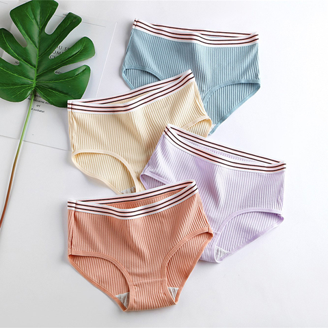 BZEL Women's Cotton Briefs Striped Breathable Sports Panties Comfort Female Underwear Low Waist Elastic Belt Panty Girl Lingerie ► Photo 1/6