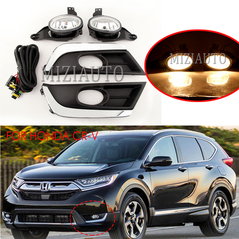 led fog lights For Honda CR-V CRV 2017 2022 Driving Fog Light headlights day lights drl KIT Lamp+Chrome Bezel +Switch Wiring ► Photo 1/6