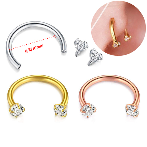 1Pc 1.2x6/8/10mm  Steel Zircon Cartilage Ear Stud Ear Piercing Jewelry Cartilage Earrings Women Sexy Piercing Body Jewelry ► Photo 1/6