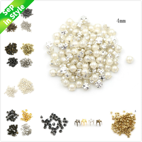 100pcs 3/4MM Pearl Buckle 2/2.5/5mm Buckles Handmade Craft 4mm Mushroom Nail Trumpet Rivets DIY Patchwork Sewing Accessories ► Photo 1/6