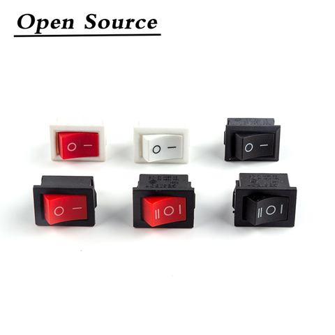 5pcs KCD1 Rocker Switch Push Button Mini Switch 6A-10A 250V KCD1-101 2Pin 3Pin Snap-in on/Off 21*15MM Black Red White ► Photo 1/6