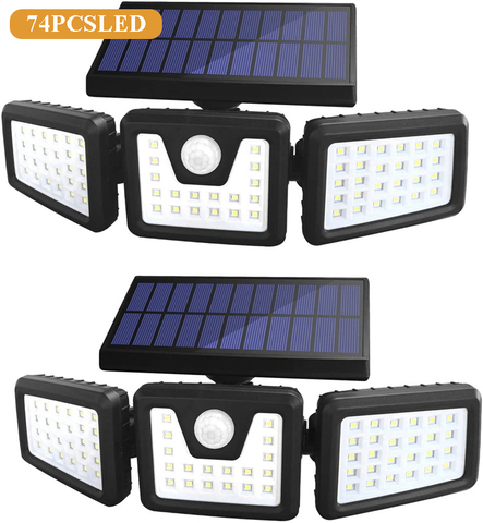 2022 Newest Creative Design Three Head Motion Radar Sense Solar Power Sunshine charge Led Wall Lamp Outdoor ► Photo 1/5