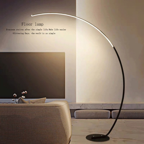 Nordic Arc Shape Floor Lamp Modern Led Dimmable Remote Control Standing Lamp For Living Room Bedroom Study Room Decor Lighting N ► Photo 1/6