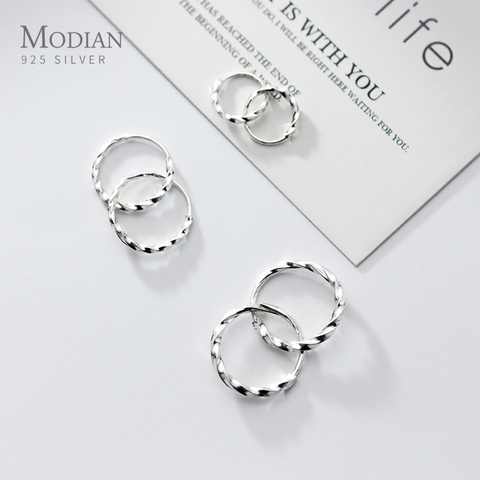 Modian Authentic 100% 925 Sterling Silver Minimalism Twist Hoop Earrings for Women Gift Geometric Earrings Fine Jewelry Brincos ► Photo 1/5