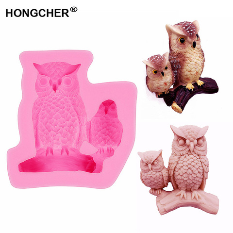 New product mother and child owl fudge cake silicone mold, handmade chocolate mud mold, cake picture decoration, jelly pudding ► Photo 1/6