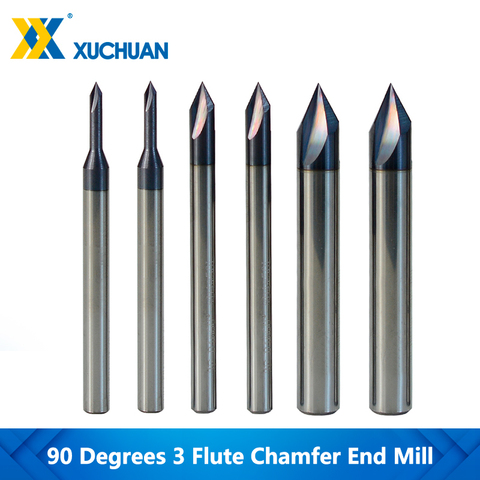 3 Flute Chamfer Cutter 60 Degrees CNC Router Bit 2-12mm For Aluminium Copper Cutter Tools Tungsten Carbide Engraving Router Bit ► Photo 1/6