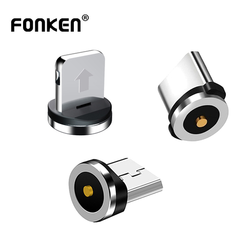 FONKEN 3pcs Round Magnetic Cable Tip Micro USB Magnetic Charger Cable Plug USB Type C Magnet Cable Adapter 360 Rotate Cable Tips ► Photo 1/6