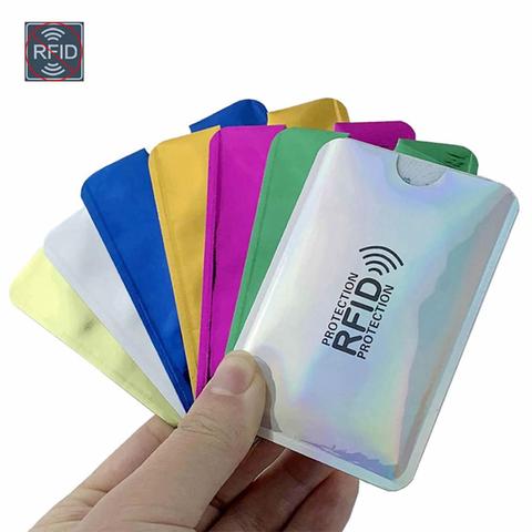 5Pcs Anti Rfid Reader Lock Wallet Locking Credit Id Cards Holder Bank Protective Aluminum Metal Card Case Support NFC 6.2*9.2cm ► Photo 1/6