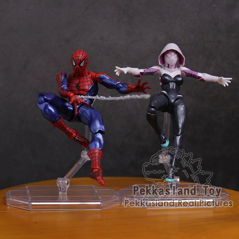 Revoltech Series NO.002 Spiderman / NO.004 Gwen Stacy Spider Gwen PVC Action Figure Collectible Model Toy 15cm ► Photo 1/6