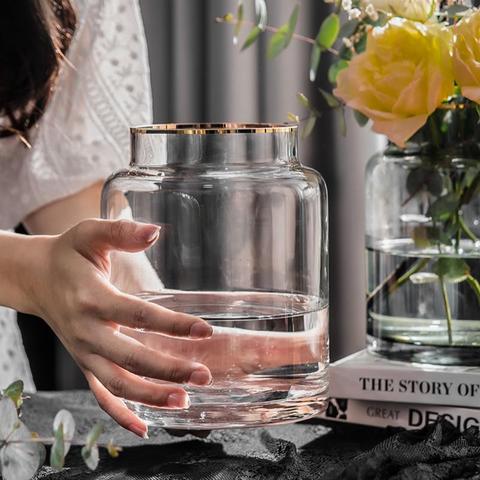 فازات  Vase For Flowers Living Room Decoration Flower Terrarium Transparent Glass Large Vases Nordic Decoration Home Decor Vase ► Photo 1/5