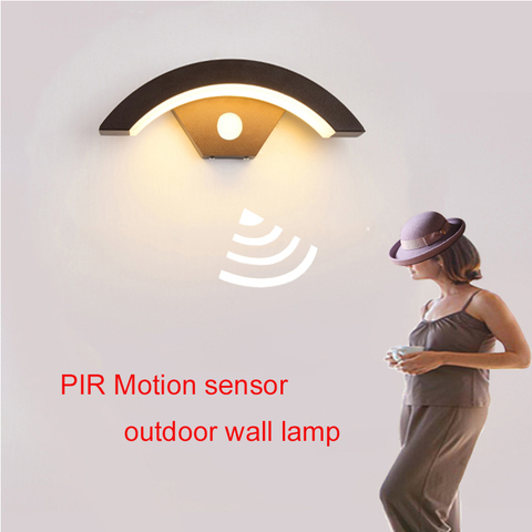 Moden waterproof outdoor wall lamp PIR motion sensor wall light Garden porch frontdoor black aluminum lamp body ► Photo 1/5