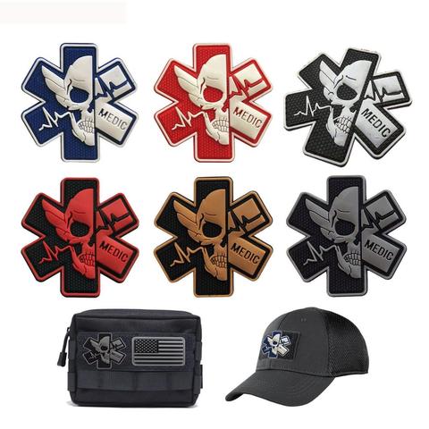 3D Waterproof PVC Embroidery Patch MEDIC Skull Medical Rescue Armband Morale Badge Badge Medal Clothing Backpack Accessories ► Photo 1/6