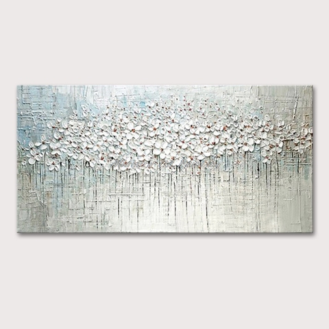 Mintura Wall Picture for Living Room Oil Paintings on Canva Hand Painted Abstract Little White Flowers Hotel Decor Art No Framed ► Photo 1/6