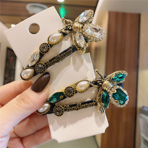 Vintage Bee Sunflower Hairpin Green Crystal Hairpin Women's Handmade Female Cute Insect BB Hair Clips Jewelry Women Accessories ► Photo 1/6