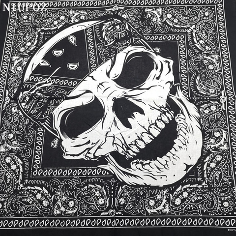 New Design Fashion Hip Hop 100% Cotton Skull Bandana Square Scarf Black Paisley Bicycle Headband For Women/Men/Boys/Girls ► Photo 1/6