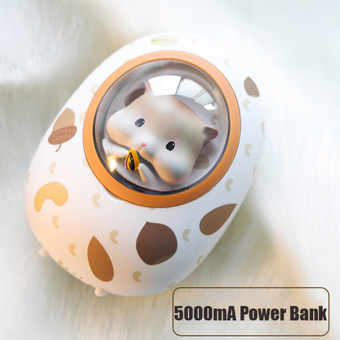 Mini Portable 5000mAh Power Bank Cute Space Capsule Hamster Charging USB Hand Warmers for Girl Loves Gift Butter Cat Power Bank ► Photo 1/6
