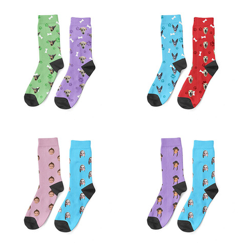 Factory Outlet 3D Printed Custom Socks Men Women Autumn Warm Fun Cute Pet Cats Dogs Face Fish Bone Hearts Pattern Custom Socks ► Photo 1/6