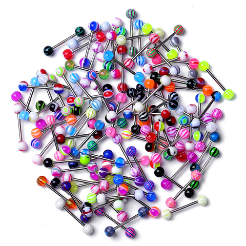 10/20/30/50PCS Acrylic 16G Tongue Piercing Ring Bulk Plastic Tongue Bar Lot Nipple Piercing Barbell Sexy Piercing Banana Lengua ► Photo 1/6