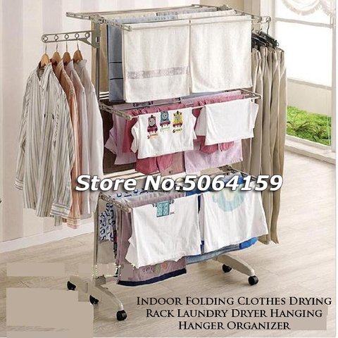 Indoor or Outdoor Household Folding Clothes Drying Rack Laundry Dryer Hanging Hanger Organizer ► Photo 1/6