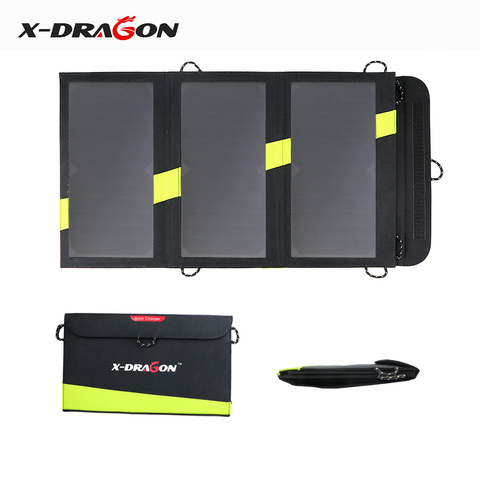 X-DRAGON Solar Mobile Power Bank Battery Charger USB 5V 20W Portable Outdoor Waterproof Folding Solar Panel Smartphone Charger ► Photo 1/6