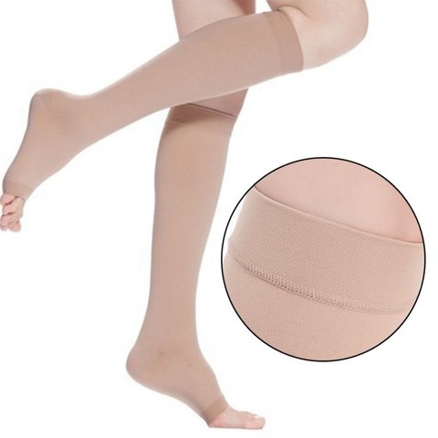 Buy Online Compression Women Socks Yoga High Knee Anti Slip Ventilation Open Toe Socks Ladies Ballet Dance Fitness Sport 18 21mm Alitools