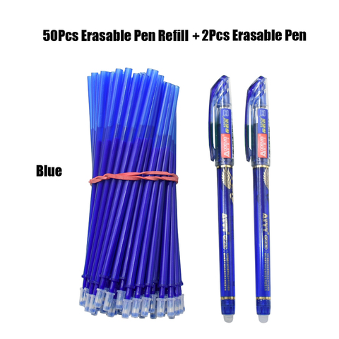 50+2Pcs Erasable Pen Set 0.38mm Washable Handle Magic Erasable Gel Pen Refills Rod Blue Black Ink Pen Students Kawaii Stationery ► Photo 1/1