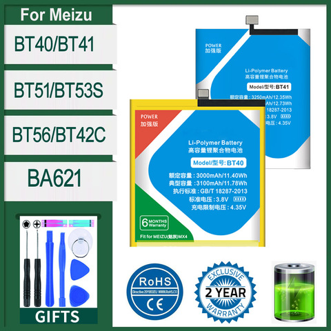 Battery BT40/BT41/BT51/BT56/BT53S /BT42C/BA621For Meizu MX4/MX4 Pro/MX5/MX6/Pro5/Pro6 /M2 Note 2/M5 Note 5 Battery +Free tools ► Photo 1/6