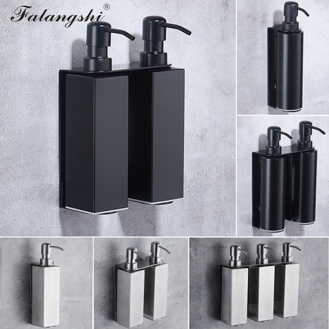 Falangshi High Quality Black Soap Dispenser Bathroom Accessories Stainless Steel 304 Wall Mounted Liquid Soap Organize WB8600 ► Photo 1/6