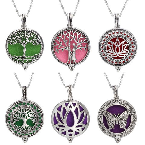 New Aromatherapy Diffuser Necklace Vintage Flower Butterfly Open Locket Aroma Pendant Perfume Essential Oil Diffuser Necklace ► Photo 1/6