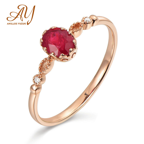 Anillos Yuzuk Simple 100% 925 Sterling Silver Natural Oval Ruby Gemstone Wedding Engagement Rose Gold Ring Jewelry Wholesale ► Photo 1/6
