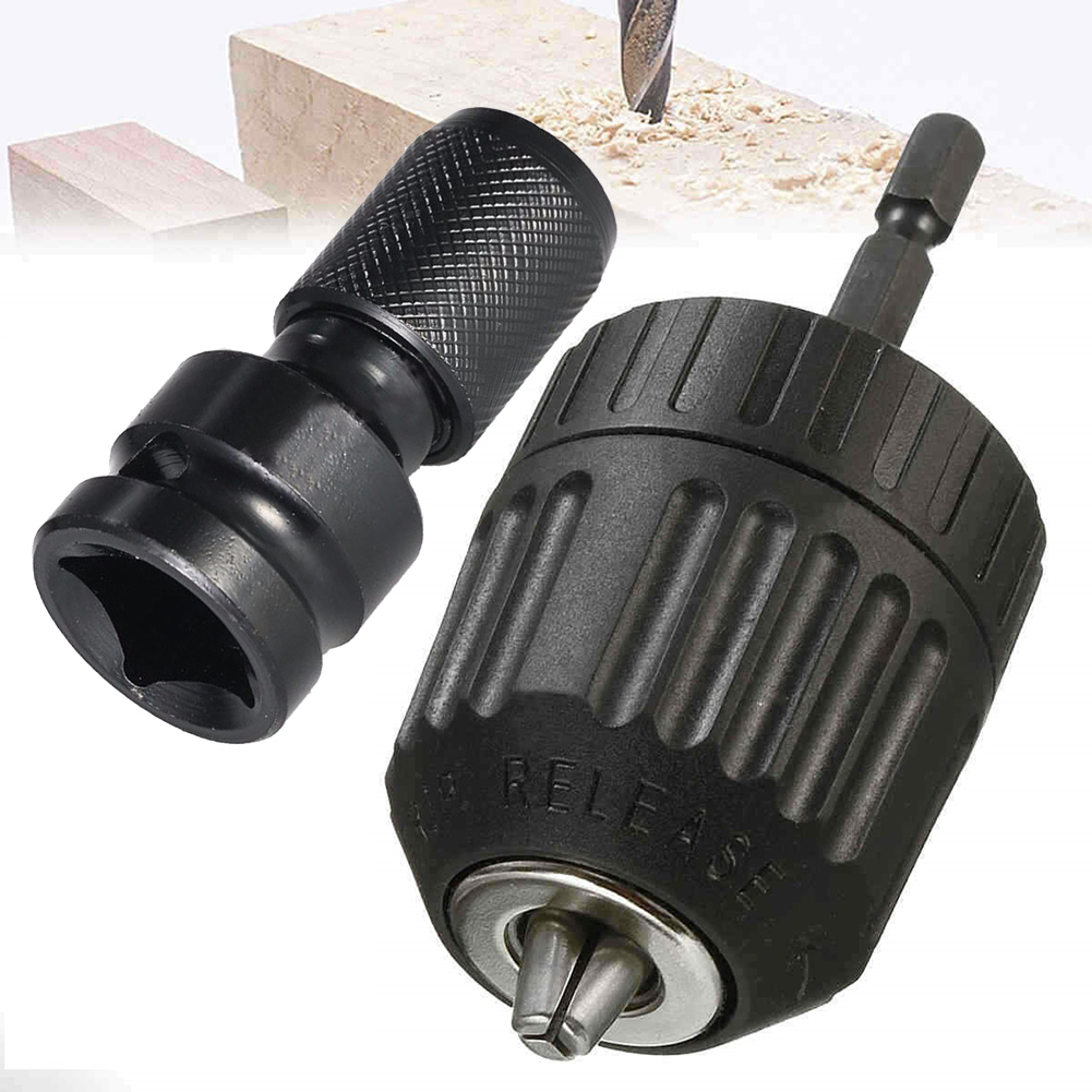 Keyless Drills Chuck Socket Adapter 3/8-24UNF 0.8-10mm Clamp Range Converter Quick Release Impact 1/2