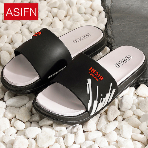 ASIFN Summer Flip Flops Fashion Beach Slides Men's Slippers Women Male Indoor Home Outdoor Slip Household Sandals Men Slippers ► Photo 1/6