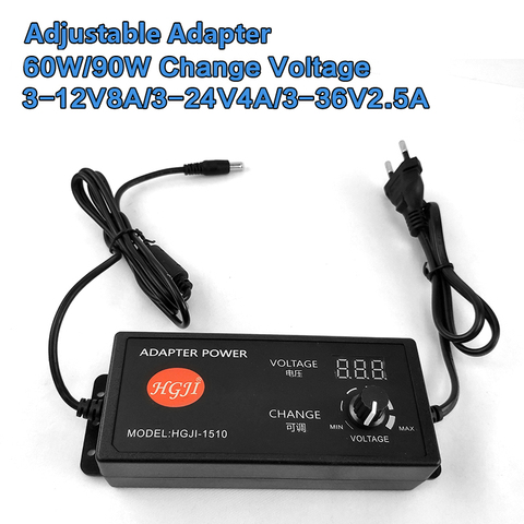 3-24V36V 2.5A 90W 12V8A  Adjustable Adapter With Display Screen 28V30V3A Universal Charger Adapter for led light  Laptop adapter ► Photo 1/6