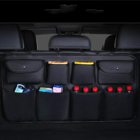 New PU leather Car Rear Seat Back Storage Bag Multi-use Car Trunk Organizer Auto Stowing Tidying Auto Interior Accessories ► Photo 1/6