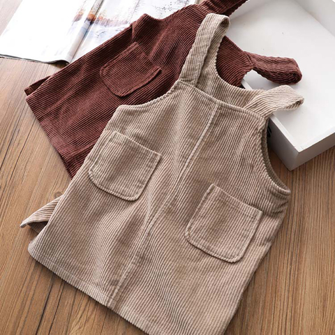 Corduroy Girls Sundress Loose Braces Dress Baby Girl Strap Dresses For Girls Color Overalls Kids Girls Jumpsuit ► Photo 1/6