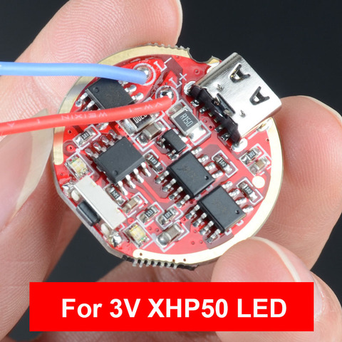 28.5mm USB C 2.5-4.2V Middle switch Stepless dimming Driver circuit board for XHP50 T6 L2 XPL Type C USB rechargeable flashlight ► Photo 1/6