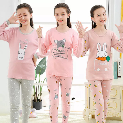 Teens Pijamas Long Sleeve Cotton Pyjamas Kids Clothes Sets Cartoon Big Boy  Sleepwear Cute Pajamas For Girls 10 12 14 16 18 Years - AliExpress