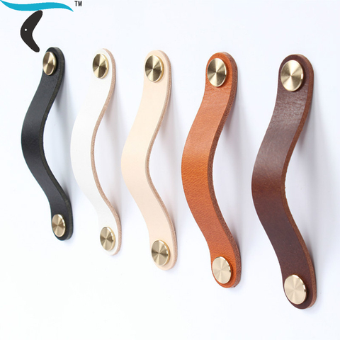 Thickened quality leather handle furniture knob cabinet pull shoe  dresser drawer cabinet door handles anti-collision child knob ► Photo 1/6