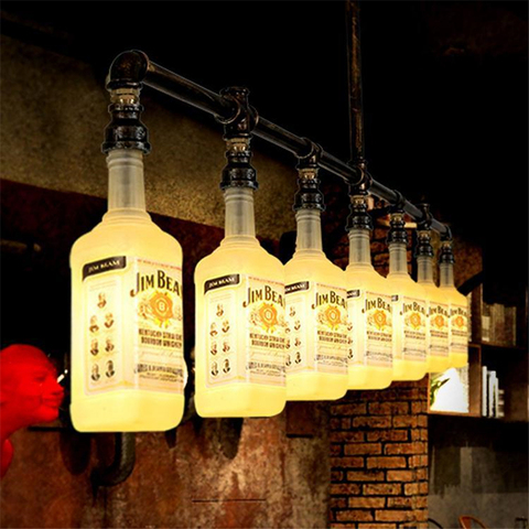 Whisky Bottle Pendant Lights Retro Industrial Pipe Lamps Kitchen Bar Cafe Clothing Shop Restaurant Glass Hanging Lights Fixtures ► Photo 1/6