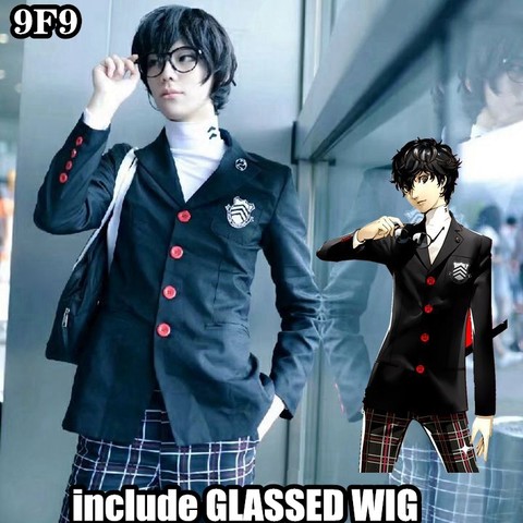 Joker School Uniform Amamiya Ren Suit Persona 5 Cosplay Costume Coat Shirt Pants WIG GLASSES ► Photo 1/6