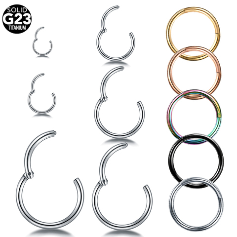 1PC Titanium Segment Hinged Ring Septum Nose Clicker Piercing Nose Lip Earrings Helix Eyebrow Cartilage Tragus Piercings Jewelry ► Photo 1/6
